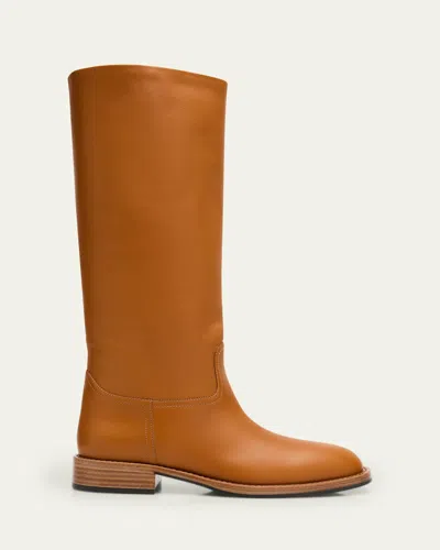 Loro Piana Pablo Leather Riding Boots In Orange