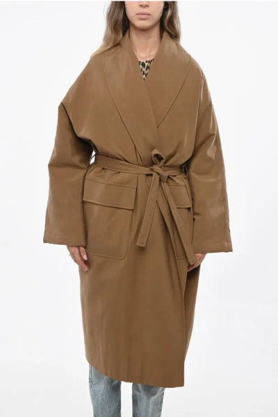 Loro Piana Padded Silk Oversized Coat In Brown