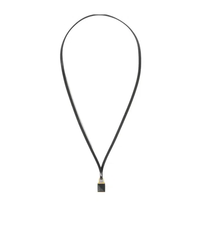 Loro Piana Padlock Necklace In Black/jeweled Sun Gold