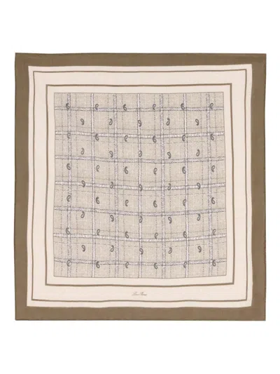 Loro Piana Paisley-pattern Grid Scarf In Neutral