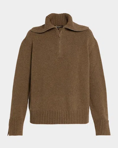 Loro Piana Parksville Cashmere Quarter-zip Sweater In Brown