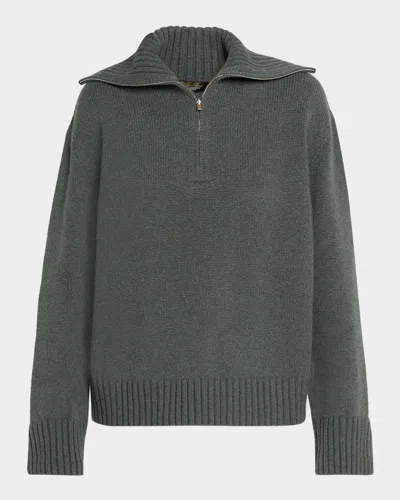 Loro Piana Parksville Cashmere Quarter-zip Sweater In Gray