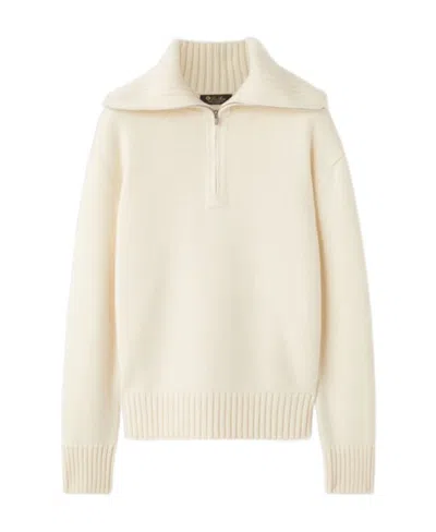 Loro Piana Parksville Half-zip Knitted Jumper In White