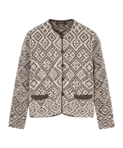 Loro Piana Paroo Jacquard Knit Cashmere Cardigan In Multi