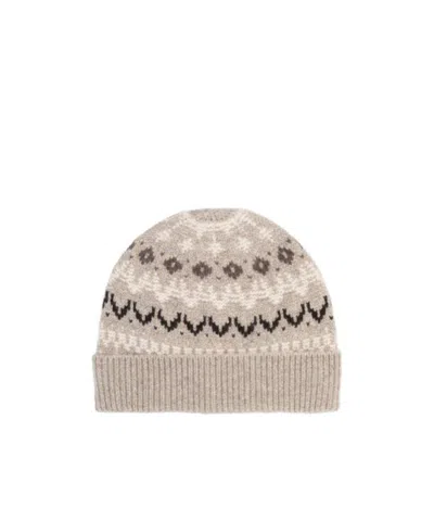 LORO PIANA LORO PIANA PATERN INTARSIA KNIT BEANIE