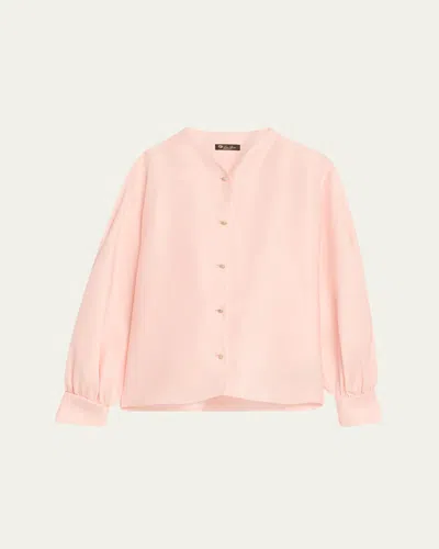 Loro Piana Patricia Button-down Organdy Satin Shirt In Grapefruit Soda