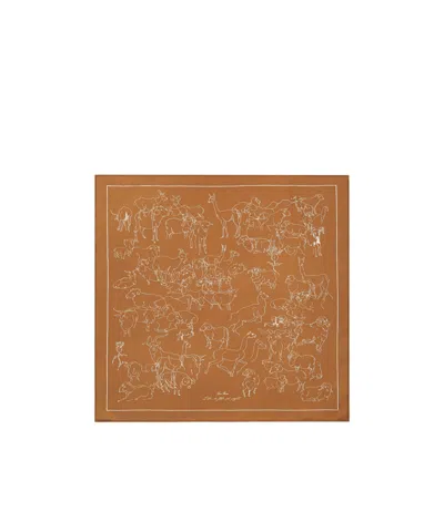 Loro Piana Pattern Silk Scarf In Bronze/white