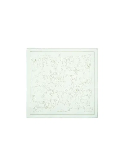 Loro Piana Pattern Silk Scarf In Light Aquamarine/green