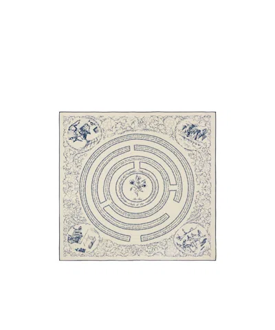Loro Piana Pattern Silk Scarf In Pearl/navy Blue