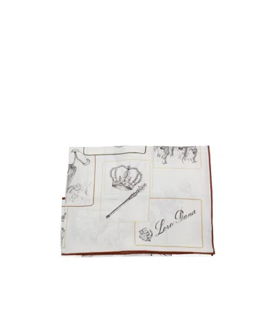 Loro Piana Pattern Silk Scarf In White