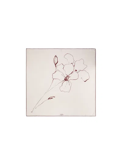 Loro Piana Pattern Silk Scarf In White/red Pencil