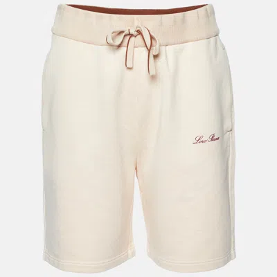 Pre-owned Loro Piana Peach Logo Print Cotton Shorts Xs In Pink