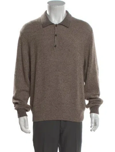 Pre-owned Loro Piana Pecora Nera Collar Polo Sweater In Neutral