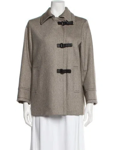 Pre-owned Loro Piana Pecora Nera Virgin Wool Peacoat In Neutral