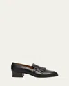 Loro Piana Pennan Leather Fringe Loafers In Black