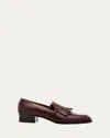 Loro Piana Pennan Fringed Leather Loafers In Burgundy