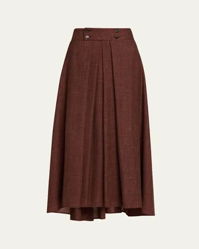 Loro Piana Petra Pleated A-line Skirt In Brown
