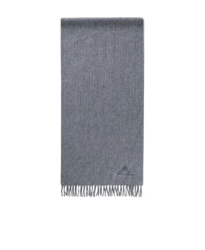 Loro Piana Piccola Unita Logo Cashmere Scarf In Gray