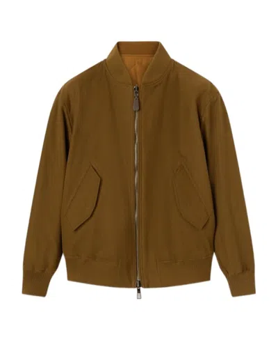 Loro Piana Zipped Bomber Jacket In Brown