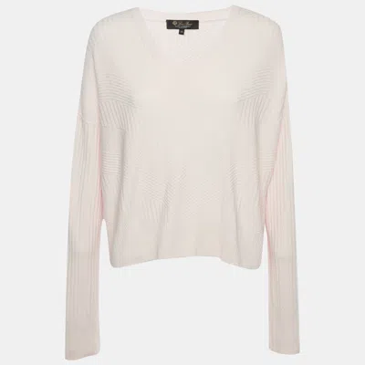 Pre-owned Loro Piana Pink Patterned Baby Cashmere Knit Sweater Xs