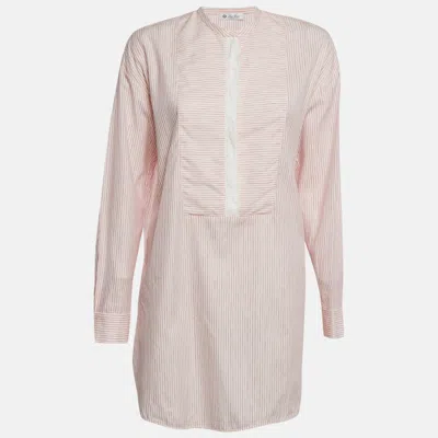 Pre-owned Loro Piana Pink Pinstripe Cotton Blend Tunic Top M