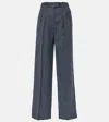 Loro Piana Pinstripe High-rise Straight Pants In Blue