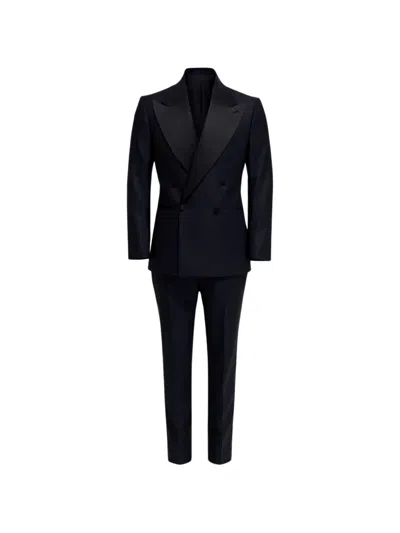Loro Piana International Pinstriped Virgin Wool Suit In Blue