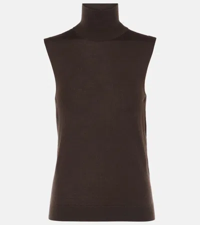 Loro Piana Piuma Knitted Cashmere Top In Brown