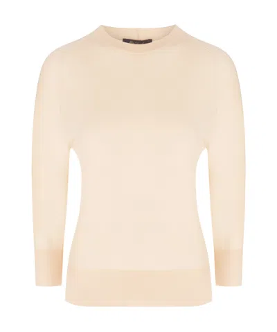 Loro Piana Piuma Round Neck Cashmere Sweater In Nude