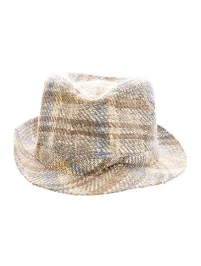 Pre-owned Loro Piana Plaid Fedora In Neutrals