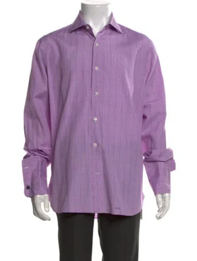 Pre-owned Loro Piana Plaid Print Long Sleeve Dress Shirt In Purple