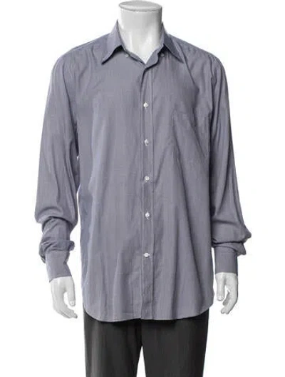 Pre-owned Loro Piana Plaid Print Long Sleeve Shirt In Blue