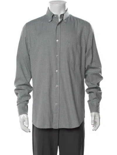 Pre-owned Loro Piana Plaid Print Long Sleeve Shirt In Green