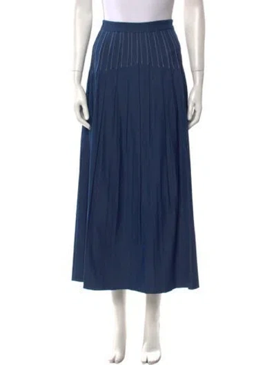 Pre-owned Loro Piana Pleated Accents Midi Length Skirt In Blue