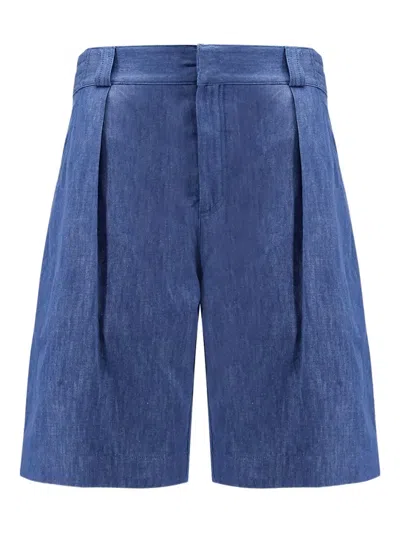 Loro Piana Pleated Bermuda Shorts In Blue