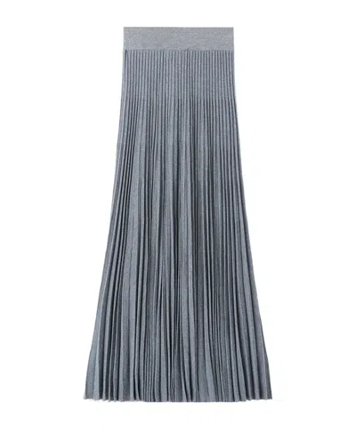 Loro Piana Pleated Midi Skirt In Gray