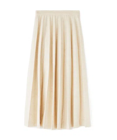 Loro Piana Pleated Midi Skirt In Nude
