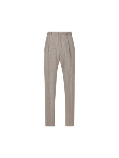 Loro Piana Anden Wool Tapered Pants In Brown