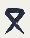 Loro Piana Polka-dot Triangle Silk Scarf In Blue Navy White