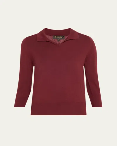 Loro Piana Polo Cashmere Gg 18 Pullover In Deep Maroon