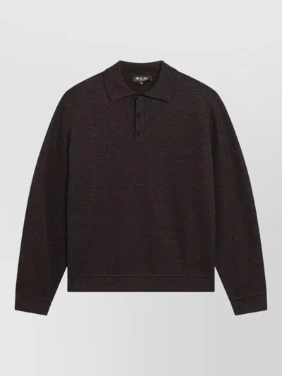 Loro Piana Polo Shirt Cuffs Ribbed Hem Detail In Brown