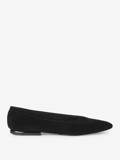 Loro Piana Primula Suede Ballerina Flats In Black