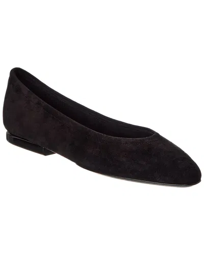 Loro Piana Primula Suede Ballerina Flats In Black