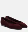 Loro Piana Primula Suede Ballet Flats In Burgundy