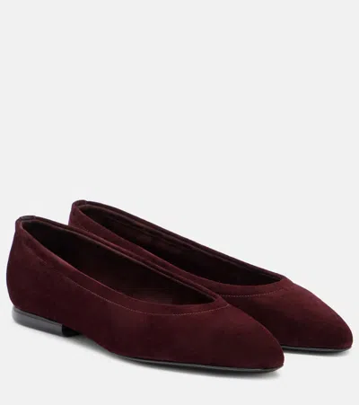 Loro Piana Primula Suede Ballet Flats In Burgundy