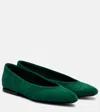 Loro Piana Primula Suede Ballet Flats In Green
