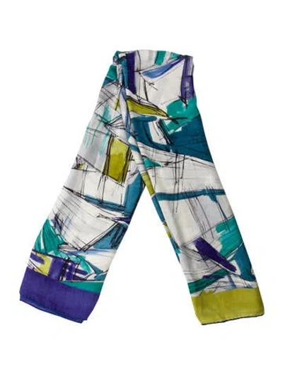 Pre-owned Loro Piana Printed Scarf In Blue