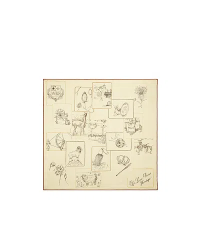 Loro Piana Printed Silk Scarf In Pale Yellow/dark Brown/kummel