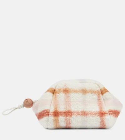 Loro Piana Puffy Small Cashmere And Silk Pouch In Multicolor White