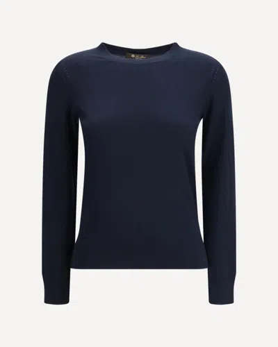 Loro Piana Piuma Crew-neck Sweater In Blue